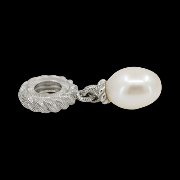 Judith Ripka Sterling Silver Cultured Freshwater Pearl Dangle Charm Pendant - Picture 4 of 4